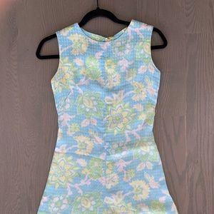 70s floral pastel green, yellow and blue romper